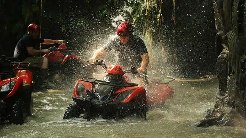 Quad Bike Through River Track In Bali