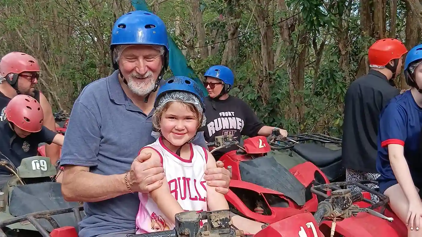 Old people doing atv in bali